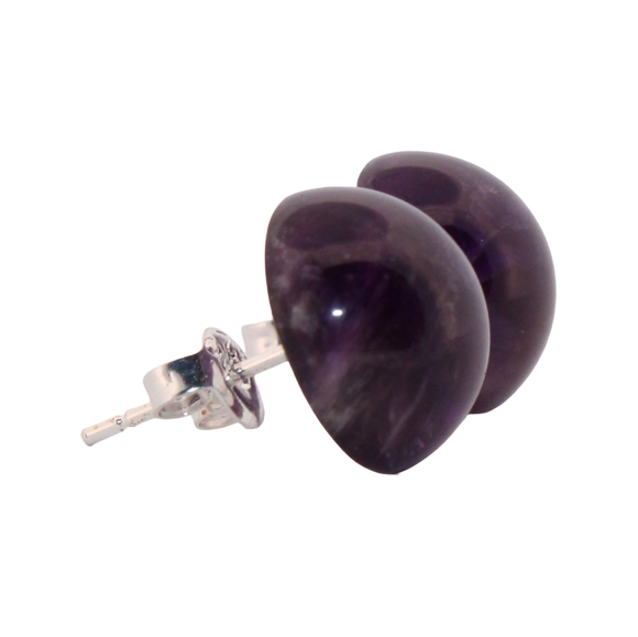12mm Round Amethyst Silver Stud Earrings 12RSSE12 - Picture 4 of 4